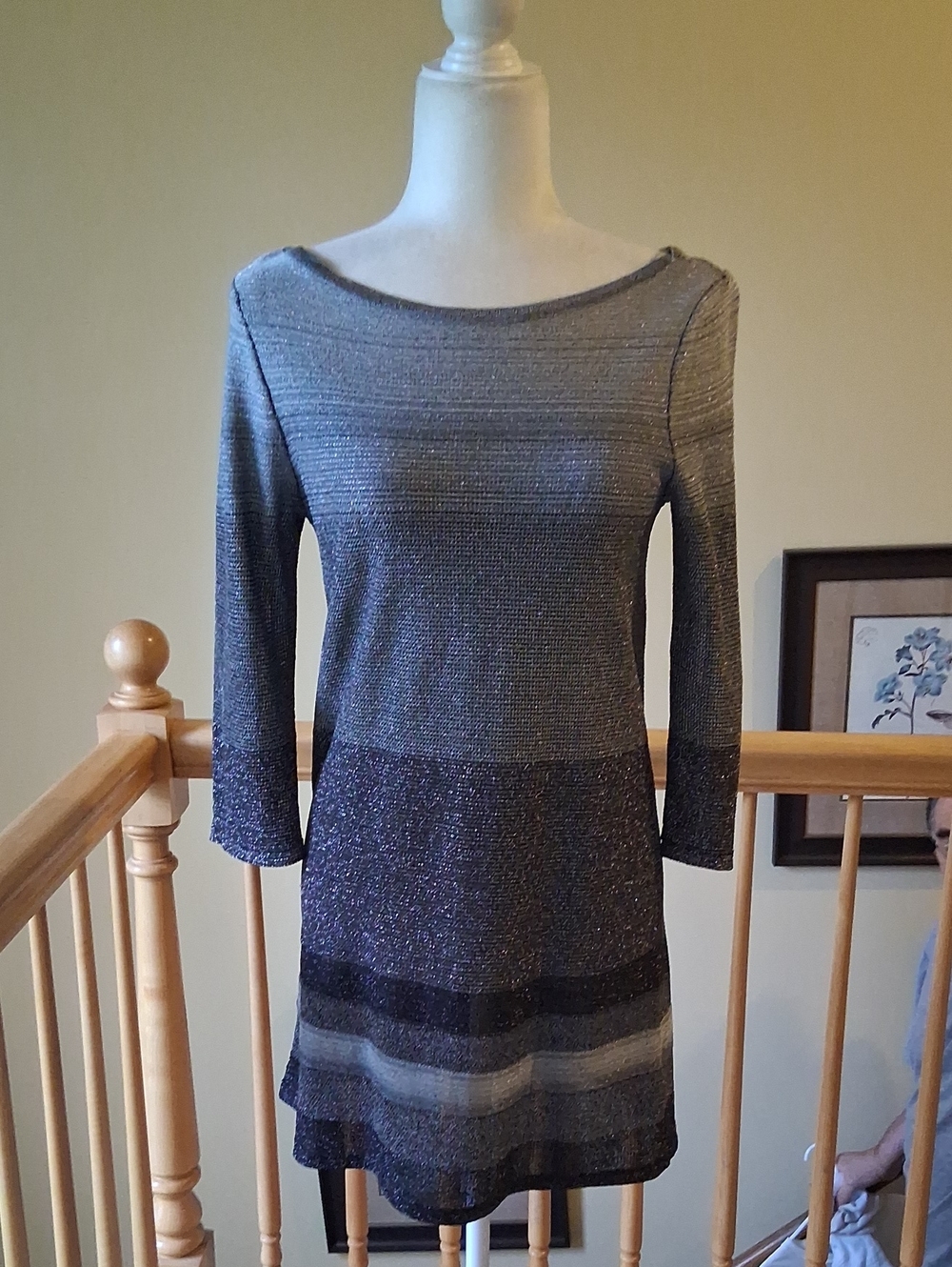 White House Black Market Metallic Ombre Knit Tunic Knit Sweater Blouse Top - Picture 3 of 9